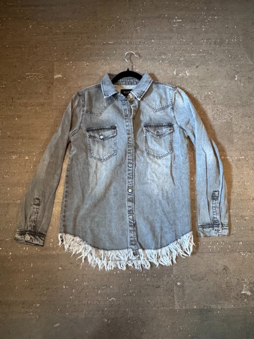 Saint Art New York Reid Frayed Hem Denim Shirt Jacket Blouse